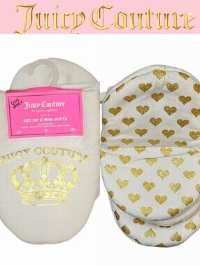 Juicy Couture Home Gold Foul Logo Crown & Hearts Mini Oven Mitt Set